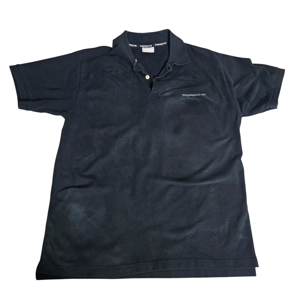 Porsche Design Drivers Selection Mens XL Black Polo Shirt Short Sleeve Pique